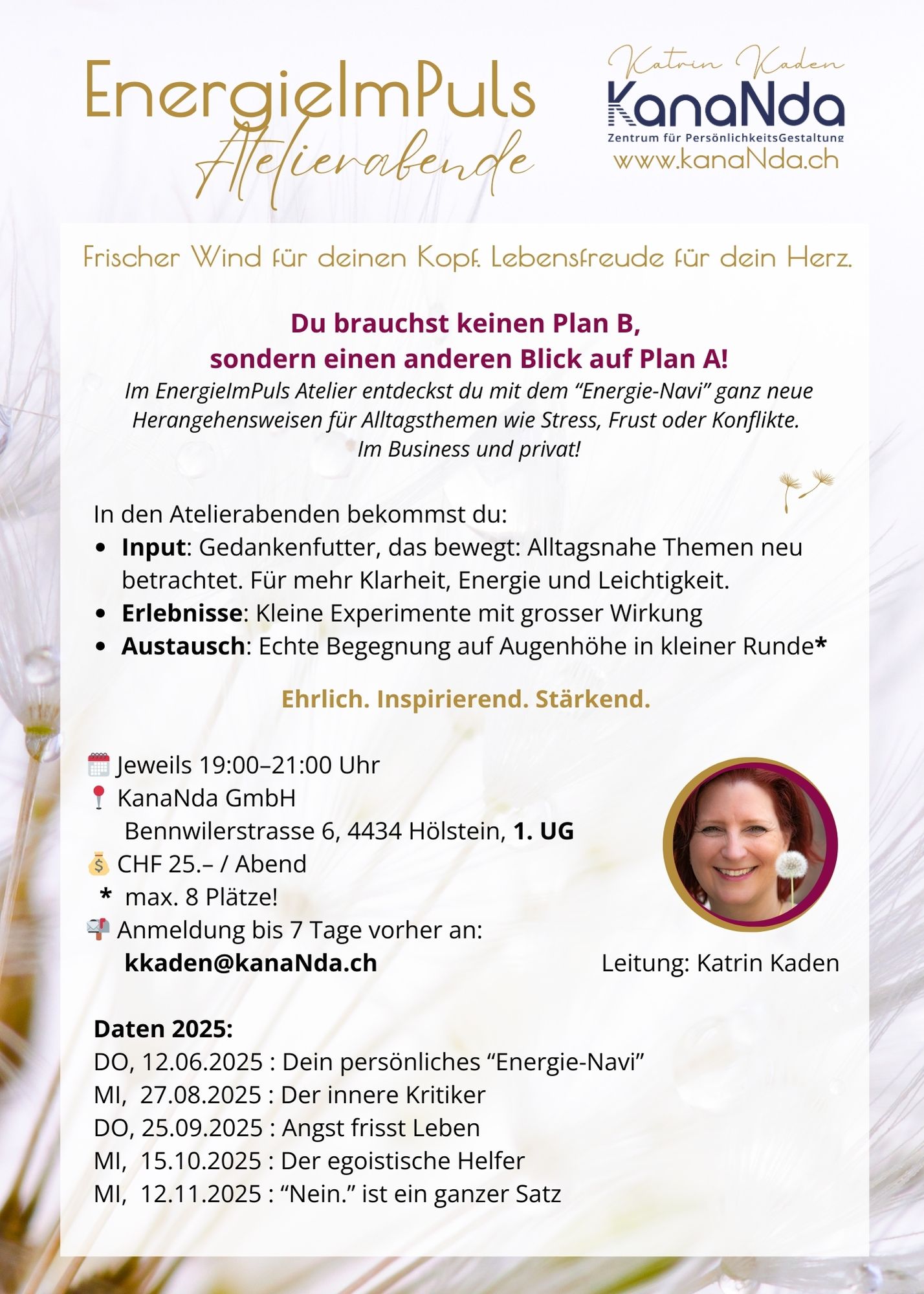 Flyer Impuls Atelier25 EnergieImPuls Atelierabende